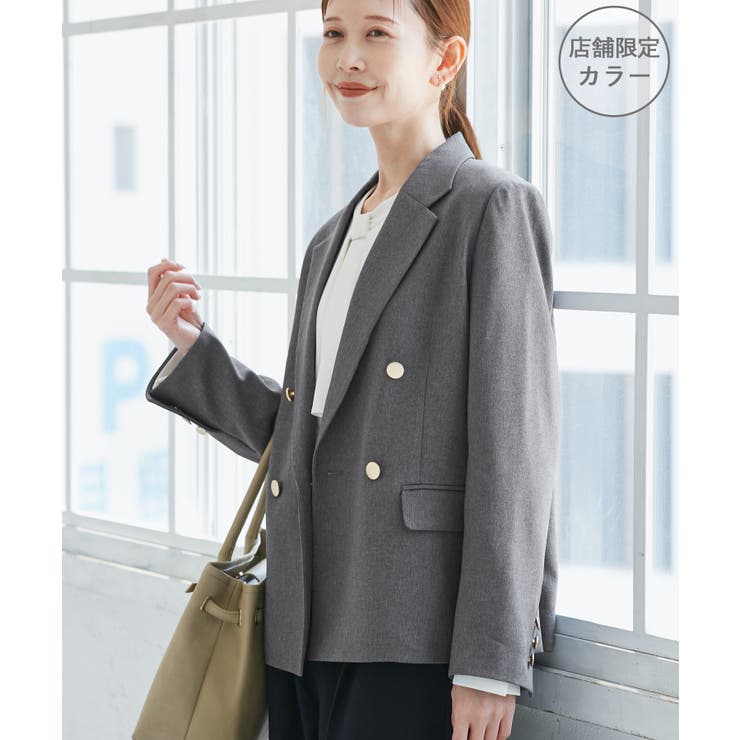 グレー(07) | レディハンサムシリーズ ウールライク金ボタンジャケット(半裏地) セットアップ | ROPE' PICNIC