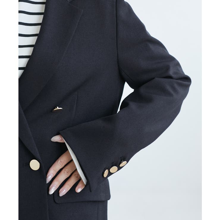 レディハンサムシリーズ ウールライク金ボタンジャケット[品番