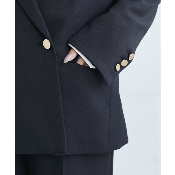レディハンサムシリーズ ウールライク金ボタンジャケット[品番