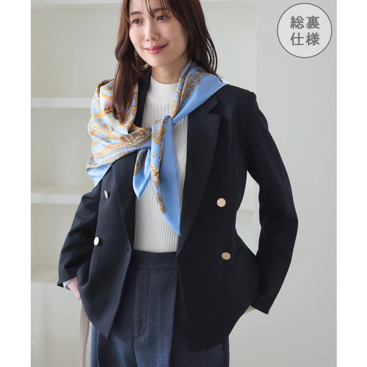 ネイビー(40) | レディハンサムシリーズ ウールライク金ボタンジャケット(総裏地) セットアップ対… | ROPE' PICNIC