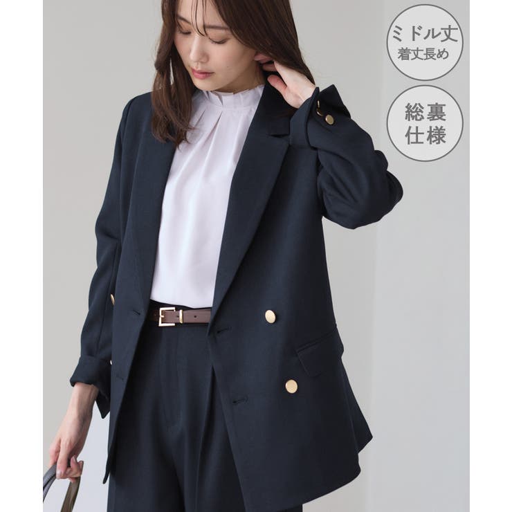 【WEB限定】レディハンサムシリーズ ウールライク金ボタンミドル丈ジャケット(総… | ROPE' PICNIC | 詳細画像1 