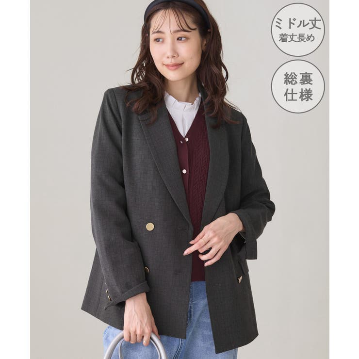 ブラック系(02) | 【WEB限定】レディハンサムシリーズ ウールライク金ボタンミドル丈ジャケット(総… | ROPE' PICNIC