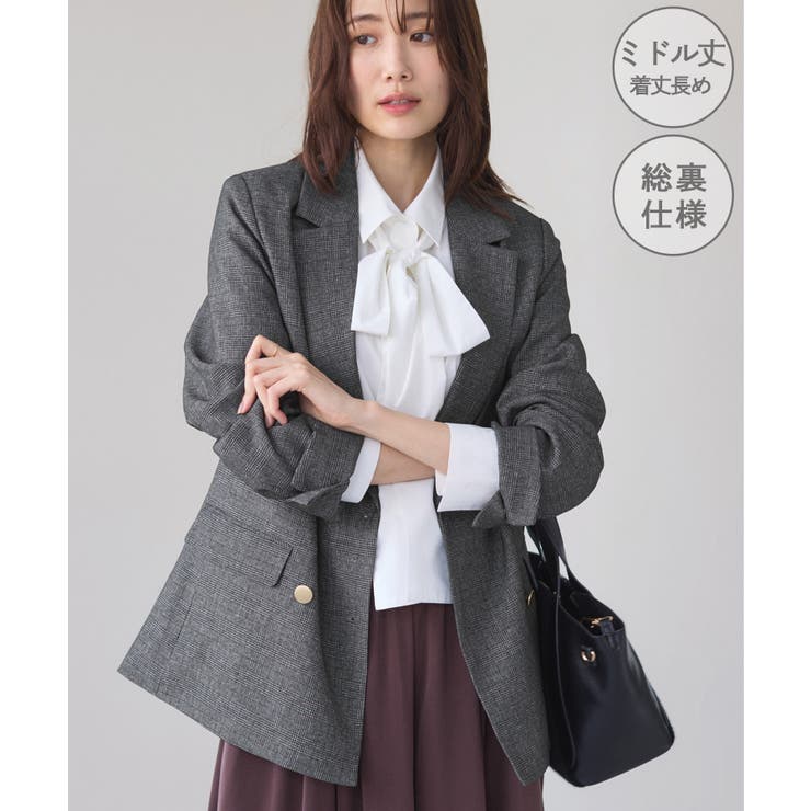 ライトグレー(08) | 【WEB限定】レディハンサムシリーズ ウールライク金ボタンミドル丈ジャケット(総… | ROPE' PICNIC