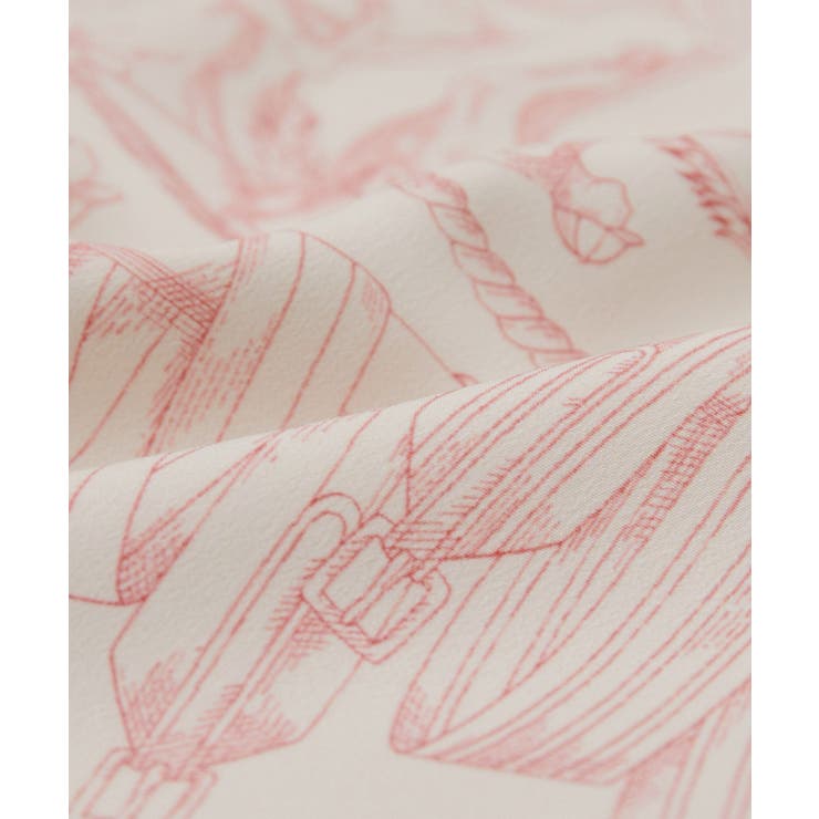 ピンク系(65)】【洗える】ヴィンテージスカーフプリントワイドパンツ