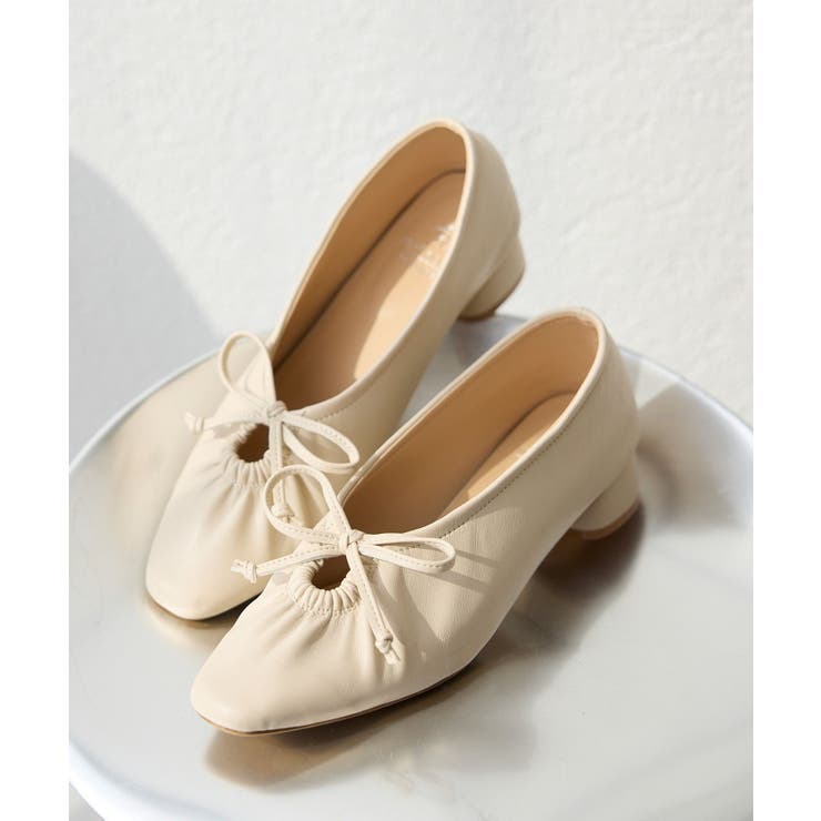 キナリ(16) | リボンギャザーミドルヒールパンプス | ROPE' PICNIC