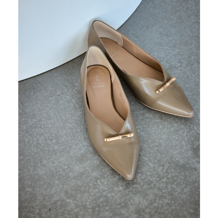 ベージュ系(29) | メタルリボンＶカットフラットパンプス | ROPE' PICNIC