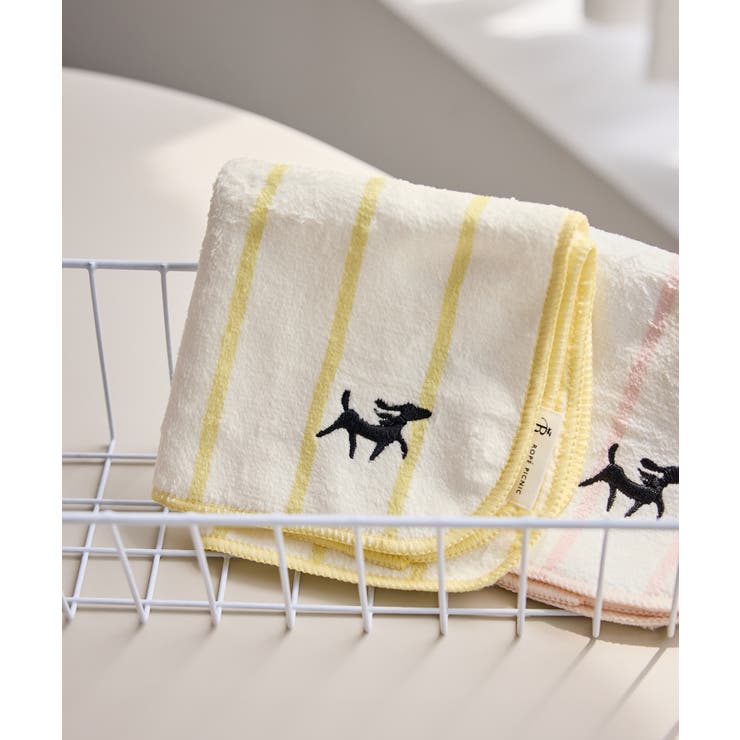イエロー系(82) | ワンポイント刺繍ストライプタオルハンカチ/ボックス入り | ROPE' PICNIC