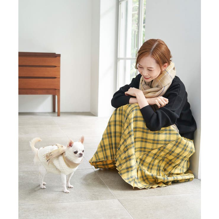 DOG】午後の紅茶×ROPE PICNIC チェック柄マフラー[品番：RPCW0033693