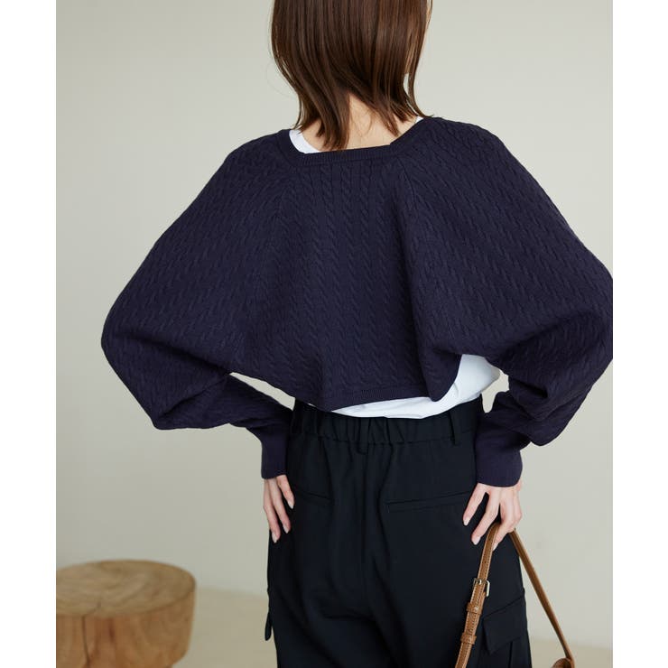 ネイビー(40) | ケーブル編みニットアームボレロ | ROPE' PICNIC