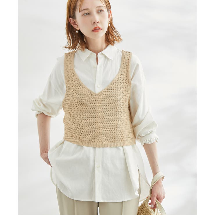 透かし編みニットベスト[品番：RPCW0035993]｜ROPE' PICNIC