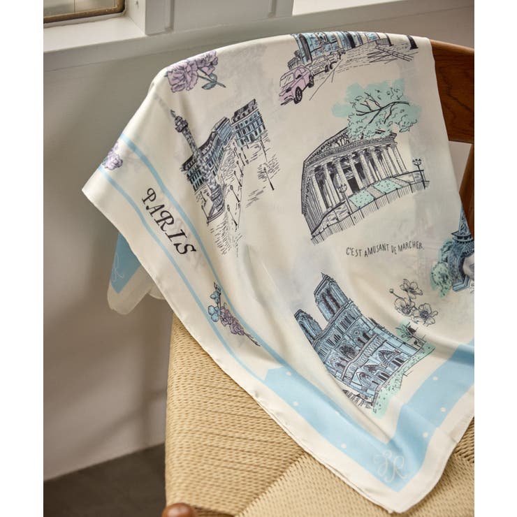 サックス(48) | シティーパターンスカーフ 90cm | ROPE' PICNIC