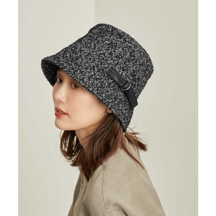 ブラック(01) | CYCLEWOOLモヘヤ混ヘリンボーンベルトハット | ROPE' PICNIC