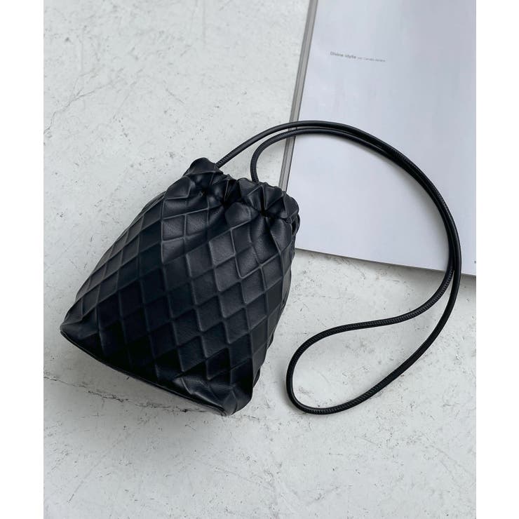ブラック(01) | スクエアエンボスドロストリングショルダーバッグ | ROPE' PICNIC