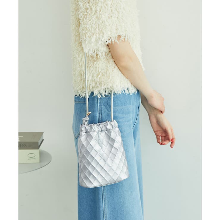 シルバー(93) | スクエアエンボスドロストリングショルダーバッグ | ROPE' PICNIC