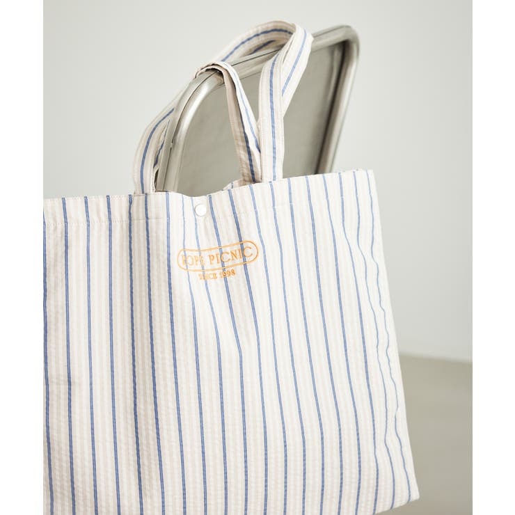 ベージュ系(28) | ストライプビッグトートバッグ/2WAY・A4対応 | ROPE' PICNIC