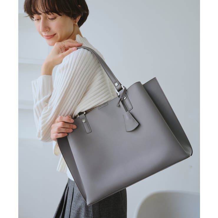 チャコール(06) | 【WEB限定】【A4対応】チャーム付きバイカラートートバッグ/通勤対応 | ROPE' PICNIC