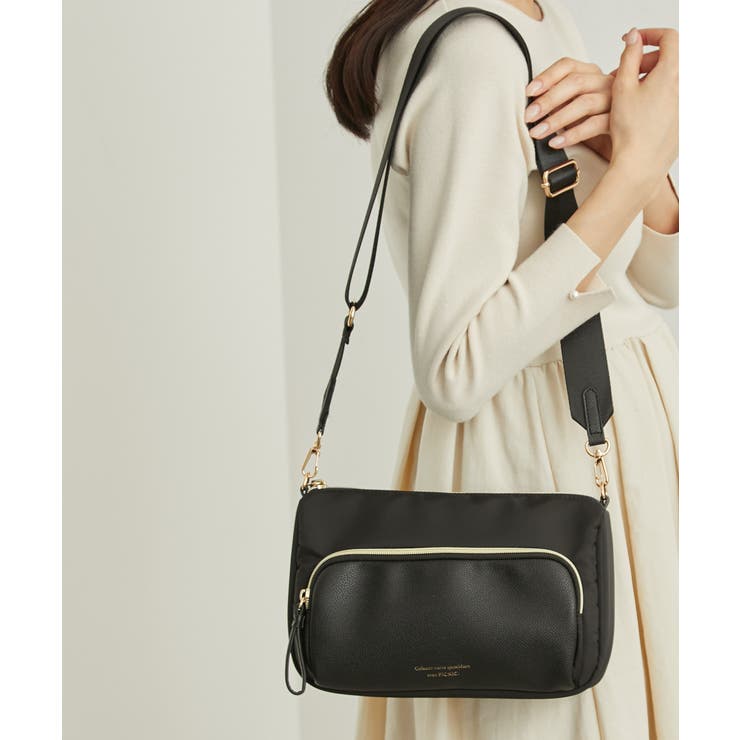 ブラック(01) | 撥水加工/ミニワイドショルダーバッグ | ROPE' PICNIC