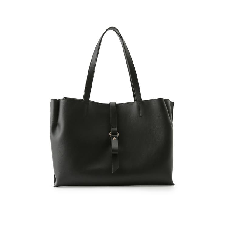 ROPE ロペ【A4対応】リアルレザーナローベルトトートバッグ ブラック ROPE'（ロペ）の「【A4対応】リアルレザーナローベルトトート