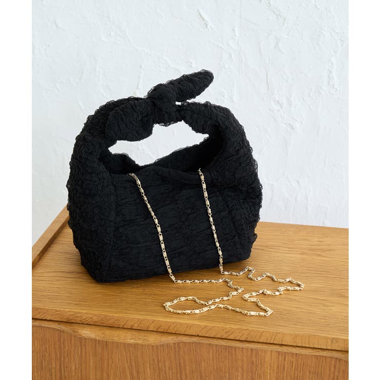 ブラック(01) | シャーリングジャガードリボンショルダーバッグ | ROPE' PICNIC