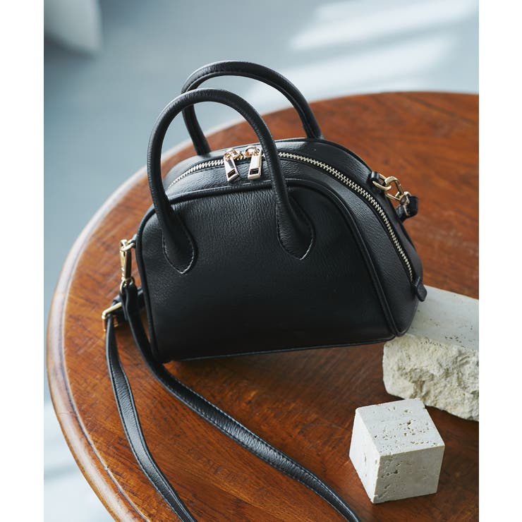 ブラック(01) | 旅するボストンバッグ ソフトシンセティックレザーミニボストンバッグ | ROPE' PICNIC