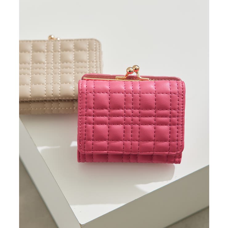 ピンク系(65) | がま口キルティング三つ折りミニウォレット | ROPE' PICNIC