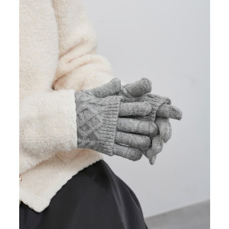 3WAY/ケーブル編み×リブ編みニットグローブ | ROPE' PICNIC | 詳細画像2 