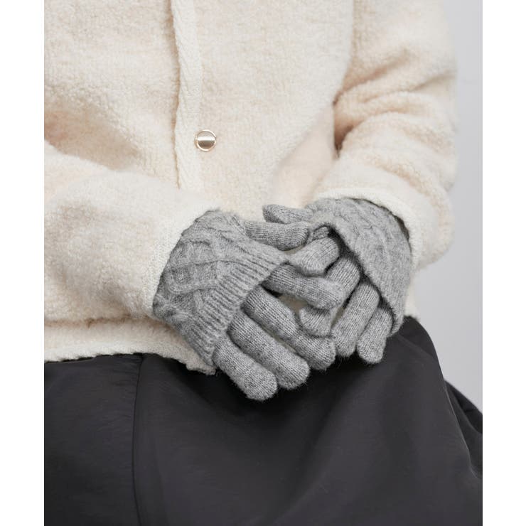 グレー(07) | 3WAY/ケーブル編み×リブ編みニットグローブ | ROPE' PICNIC