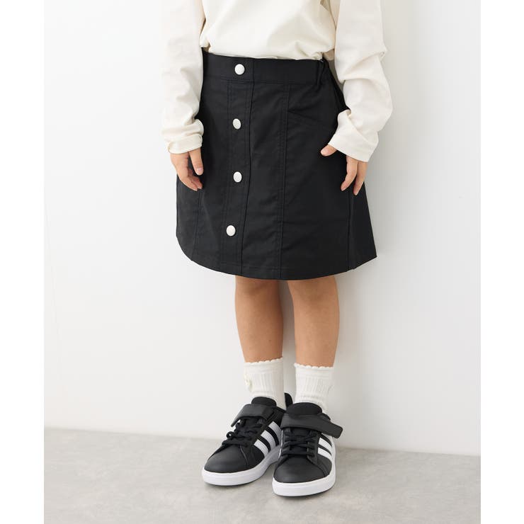 ブラック(01) | 【KIDS】フロントボタンインパン付きスカート | ROPE' PICNIC【KIDS】