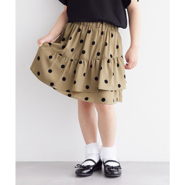 ベージュ(27) | 【KIDS】リンクコーデ/ドット柄アシメントリーフリルスカート | ROPE' PICNIC【KIDS】