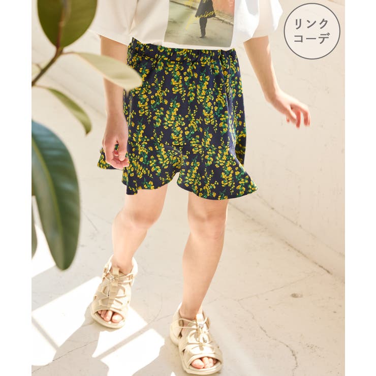 【KIDS/キッズ】フラワー柄インパン付きスカート/リンクコーデ | ROPE' PICNIC【KIDS】 | 詳細画像1 