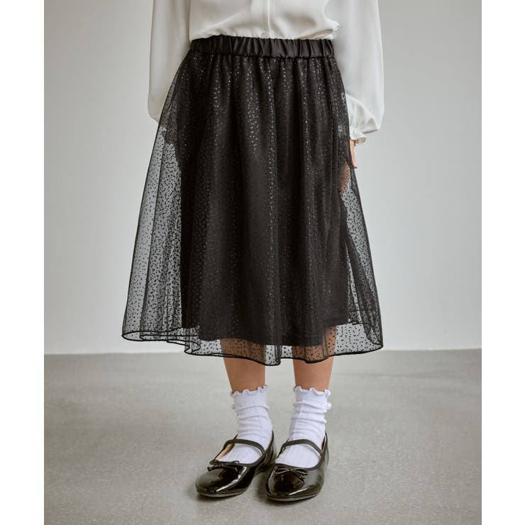 ブラック(01) | 【KIDS/キッズ】キラキラチュールスカート | ROPE' PICNIC【KIDS】