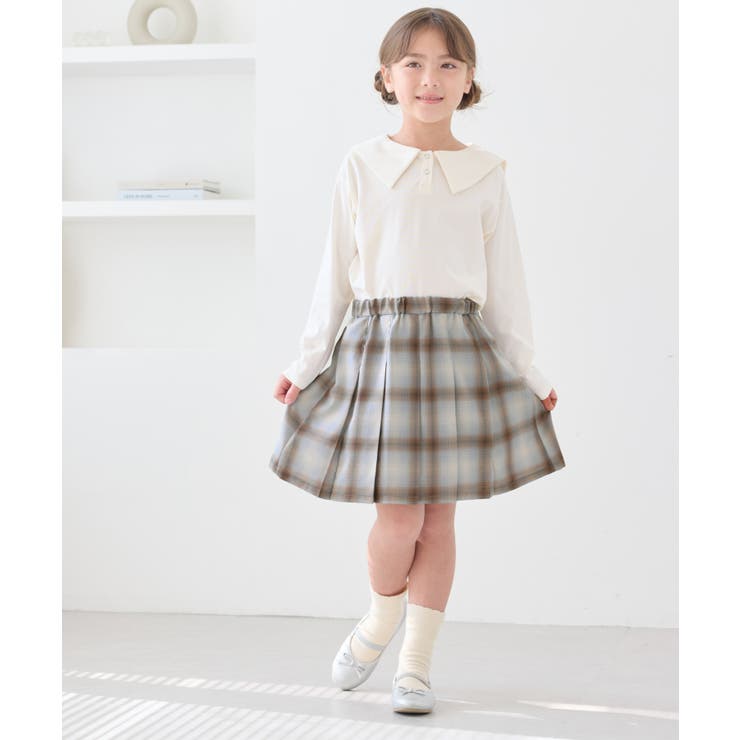 【KIDS キッズ】インパンツ付きオンブレチェックプリーツスカート リンクコーデ | ROPE' PICNIC【KIDS】 | 詳細画像2 