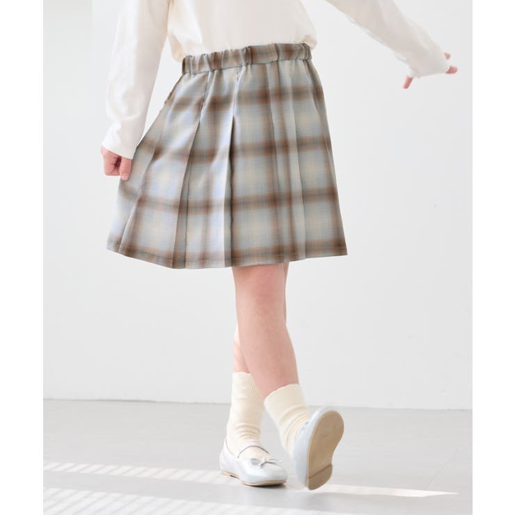サックス(48) | 【KIDS キッズ】インパンツ付きオンブレチェックプリーツスカート リンクコーデ | ROPE' PICNIC【KIDS】