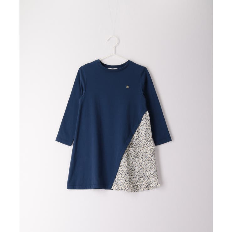 ネイビー(40) | 【KIDS】小花柄プリーツドッキングワンピース | ROPE' PICNIC【KIDS】