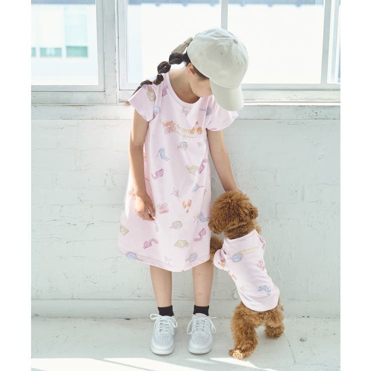KIDS】コスメ柄カットソーワンピース/接触冷感[品番