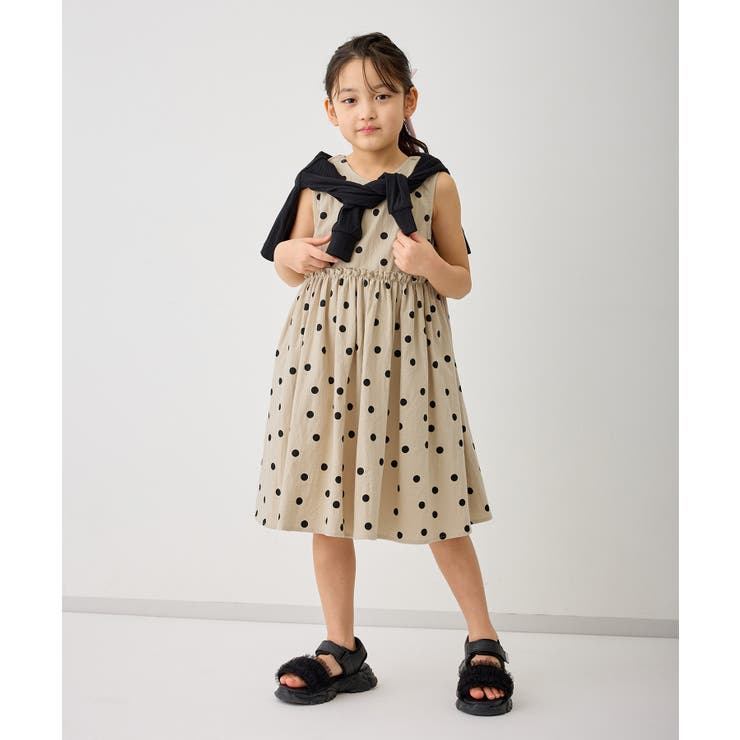 ベージュ(27) | 【KIDS/キッズ】綿ワッシャードット柄ワンピース | ROPE' PICNIC【KIDS】