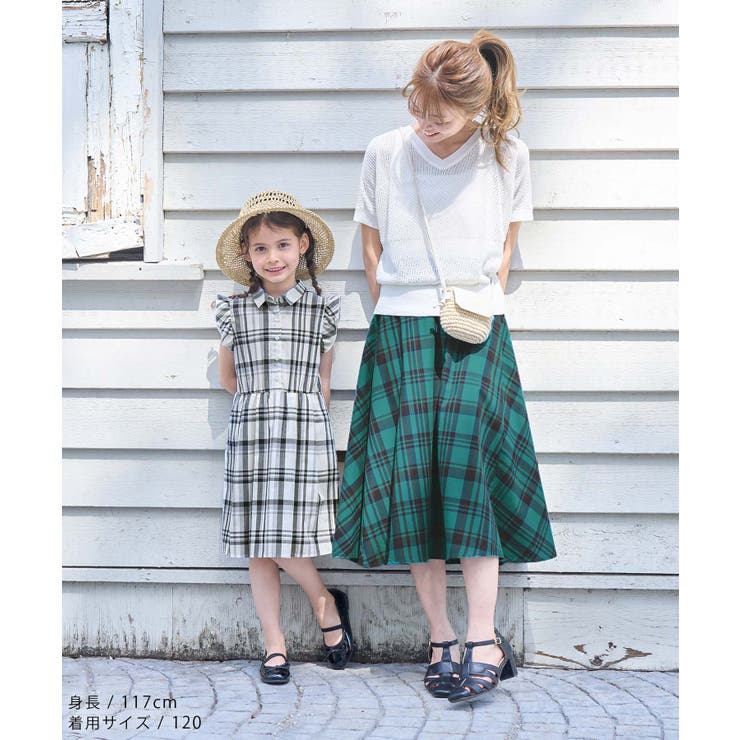 【KIDS】リンクコーデ/マドラスチェック襟付きワンピース[品番：RPCW0036508]｜ROPE'  PICNIC【KIDS】（ロペピクニック）のキッズファッション通販｜SHOPLIST（ショップリスト）