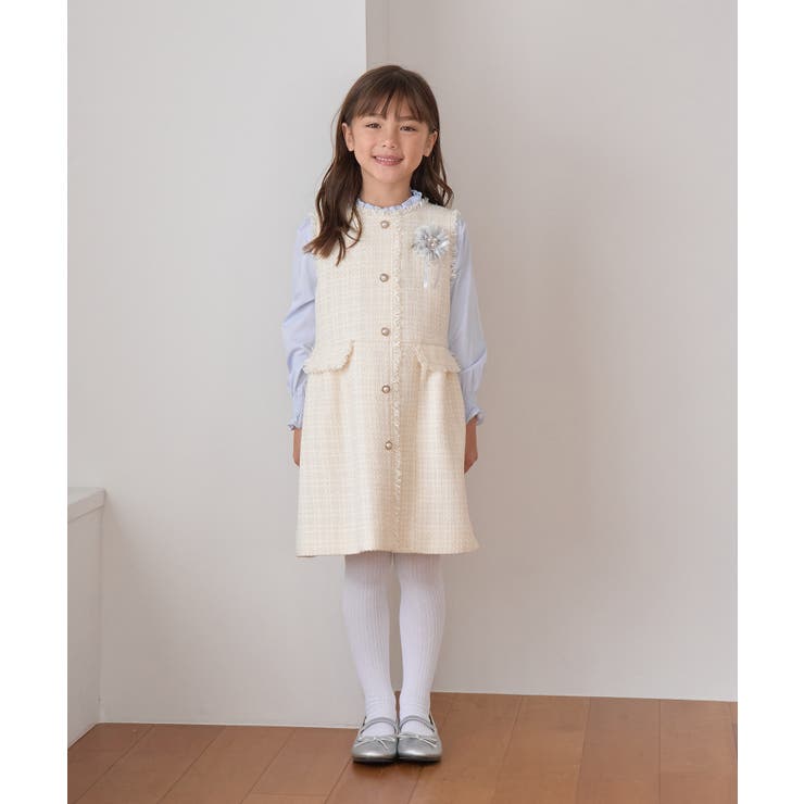 ROPE ロペ ノーカラーツイードジャケット スカート フリルカットソー ROPE' PICNIC ジャケット ノーカラージャケット セレモニー