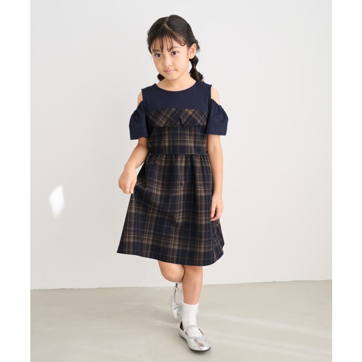 ネイビー系(41) | 【KIDS/キッズ】肩あきチェック柄ワンピース/リンクコーデ | ROPE' PICNIC【KIDS】
