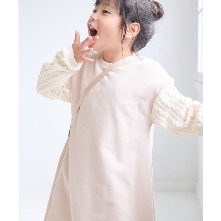 ベージュ(27) | 【KIDS】袖ケーブル裏起毛ワンピース | ROPE' PICNIC【KIDS】