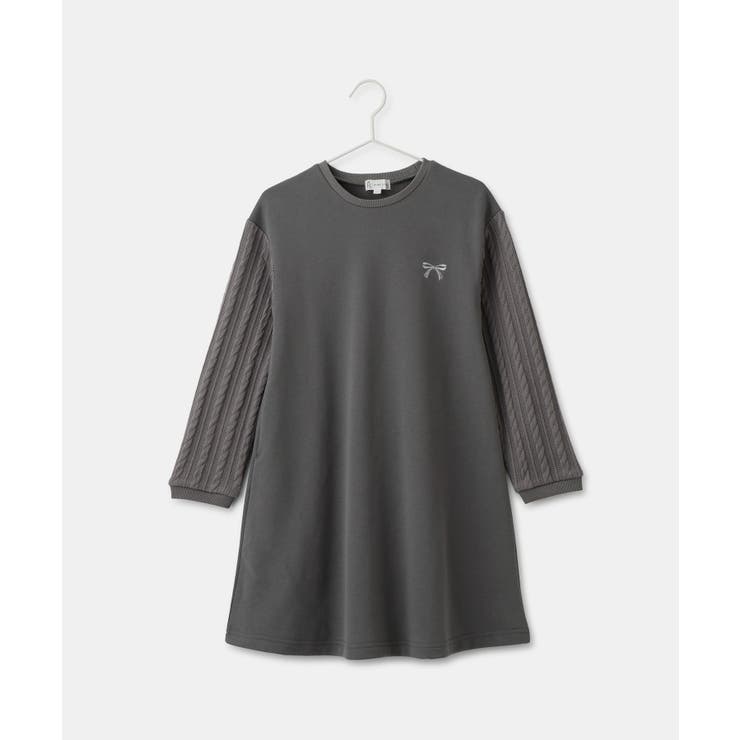 チャコール(06) | 【KIDS/キッズ】裏起毛袖ケーブルワンピース | ROPE' PICNIC【KIDS】