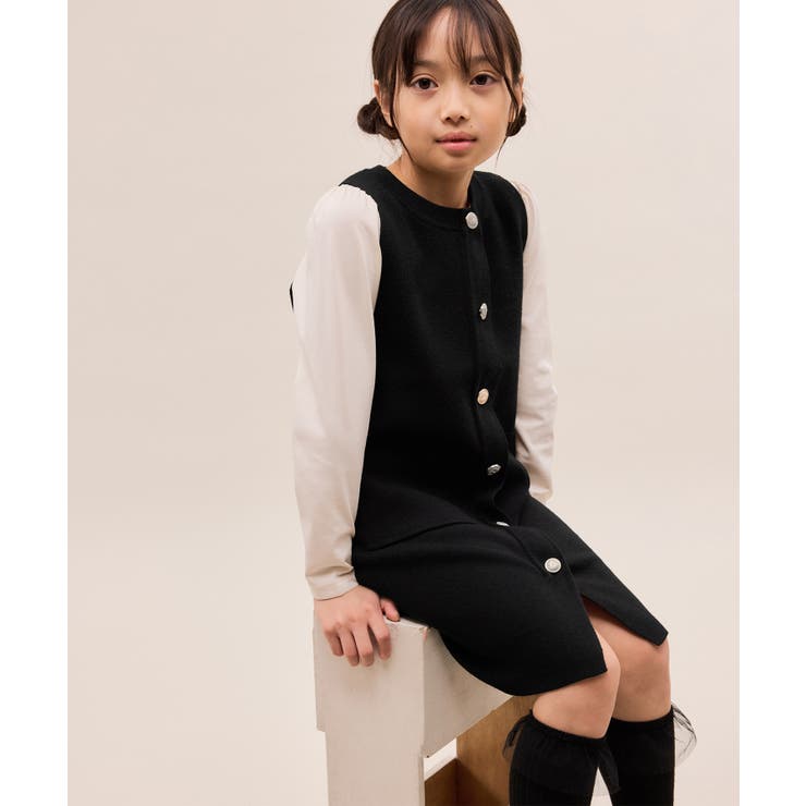 【KIDS/キッズ】エンブレムボタンニットジャンスカ/リンクコーデ | ROPE' PICNIC【KIDS】 | 詳細画像4 