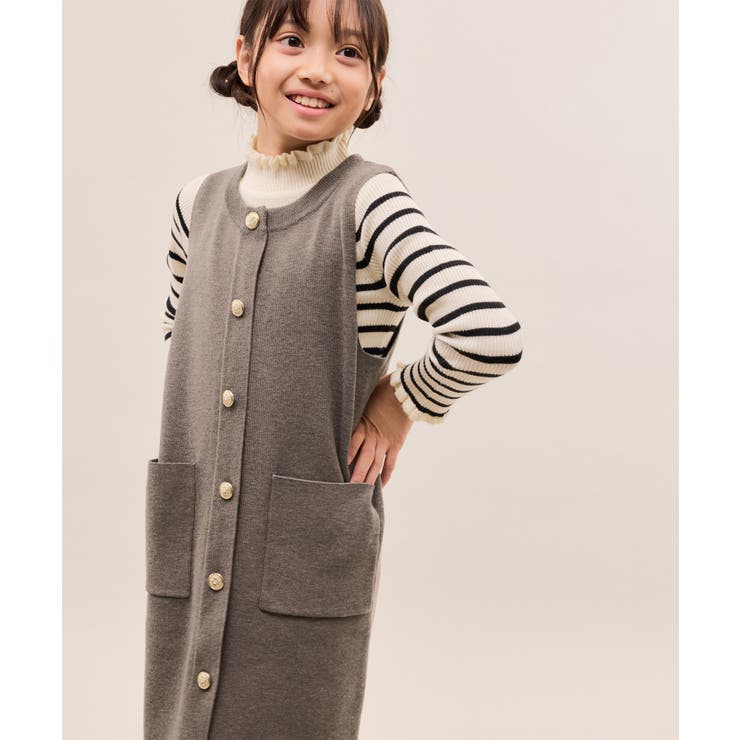 ブラウン系(23) | 【KIDS/キッズ】エンブレムボタンニットジャンスカ/リンクコーデ | ROPE' PICNIC【KIDS】