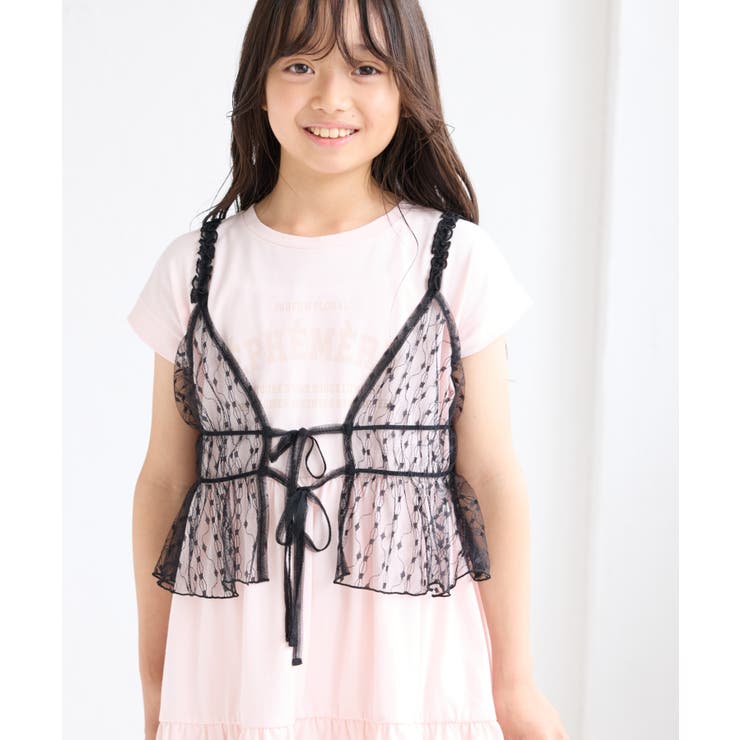 KIDS/キッズ】フロントリボンチュールキャミビスチェ[品番