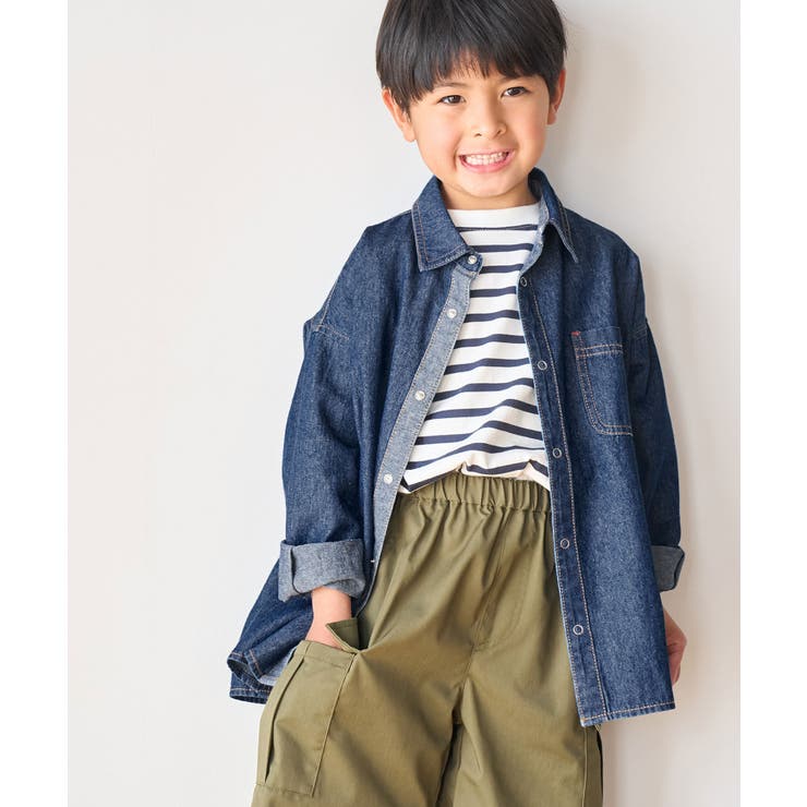 ネイビー(40) | 【KIDS】UNISEXオーバーサイズデニムシャツ | ROPE' PICNIC【KIDS】