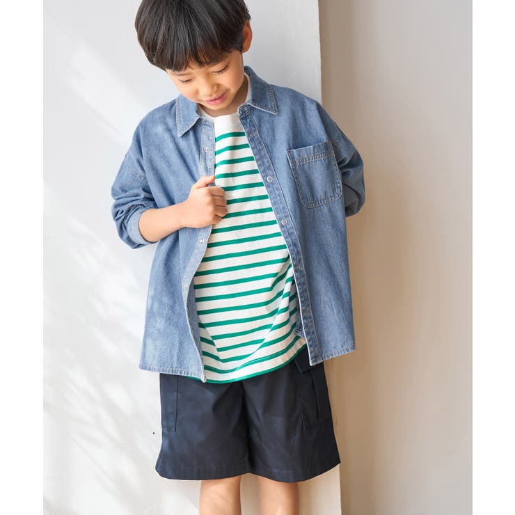 サックス(48) | 【KIDS】UNISEXオーバーサイズデニムシャツ | ROPE' PICNIC【KIDS】