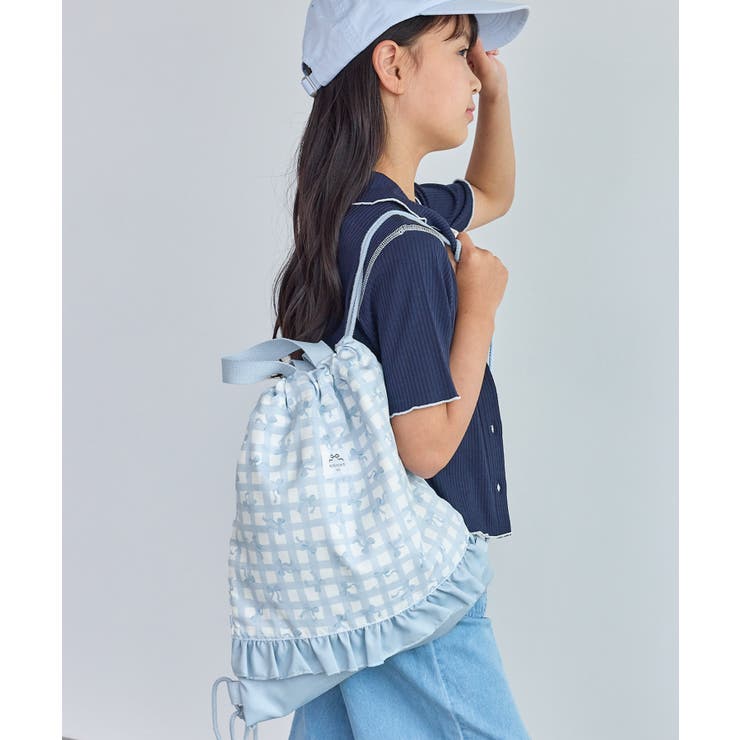 サックス(48) | 【KIDS/キッズ】チェック×リボン柄ナップザック | ROPE' PICNIC【KIDS】