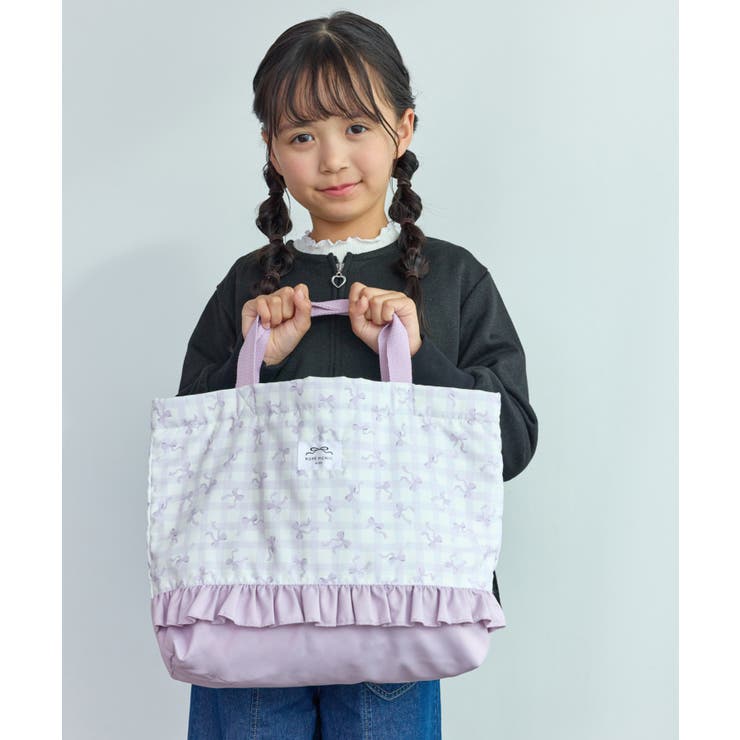 ラベンダー系(53) | 【KIDS/キッズ】チェック×リボン柄レッスンバッグ | ROPE' PICNIC【KIDS】