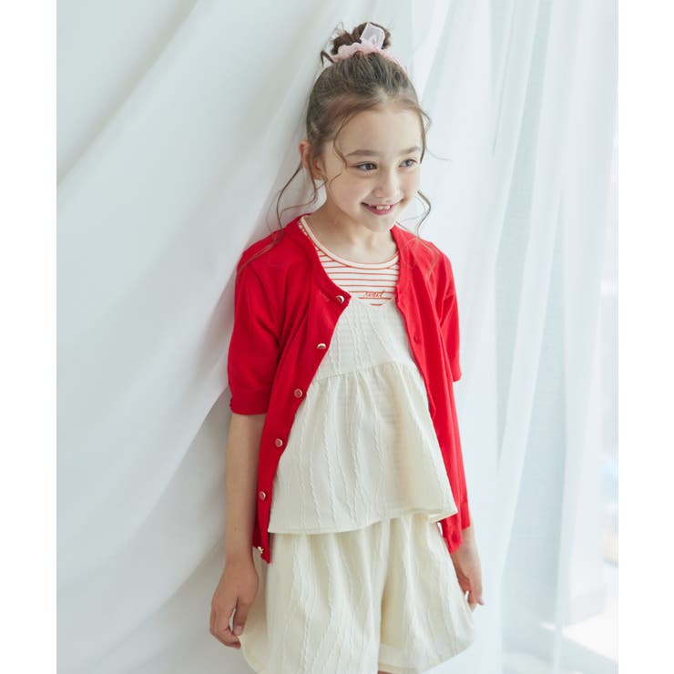 レッド(60) | 【KIDS】半袖ベーシックカーディガン/リンクコーデ | ROPE' PICNIC【KIDS】