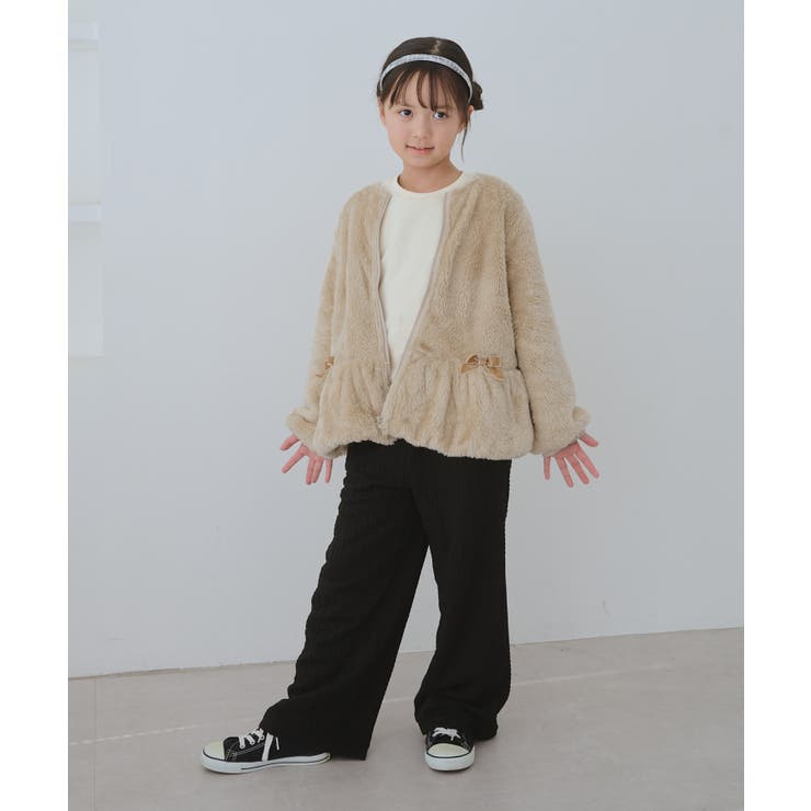 【KIDS/キッズ】ベロアリボンボアペプラムカーディガン | ROPE' PICNIC【KIDS】 | 詳細画像2 